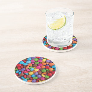 Colourful Candy, Candy Buttons, Sweets, Food Coaster