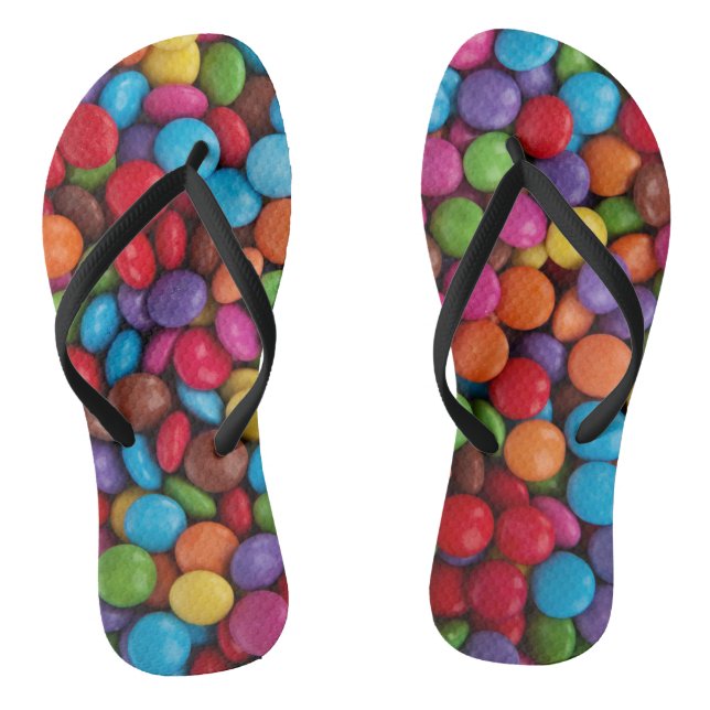 Colourful Candy, Candy Buttons, Sweets, Food Flip Flops (Footbed)