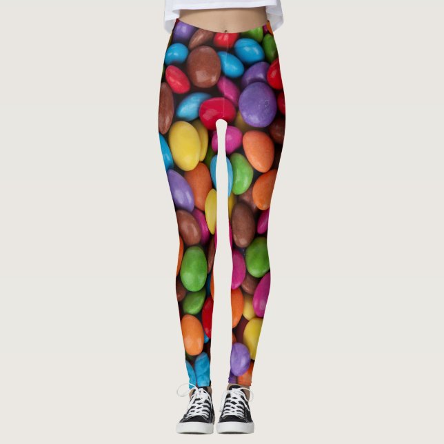 Colourful Candy, Candy Buttons, Sweets, Food Leggings (Front)