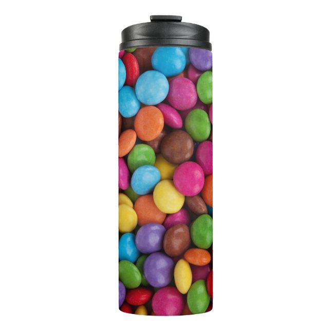 Colourful Candy, Candy Buttons, Sweets, Food Thermal Tumbler (Front)