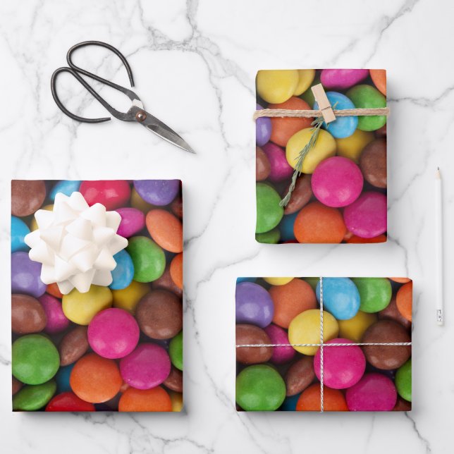 Colourful Candy, Candy Buttons, Sweets, Food Wrapping Paper Sheet (Front)