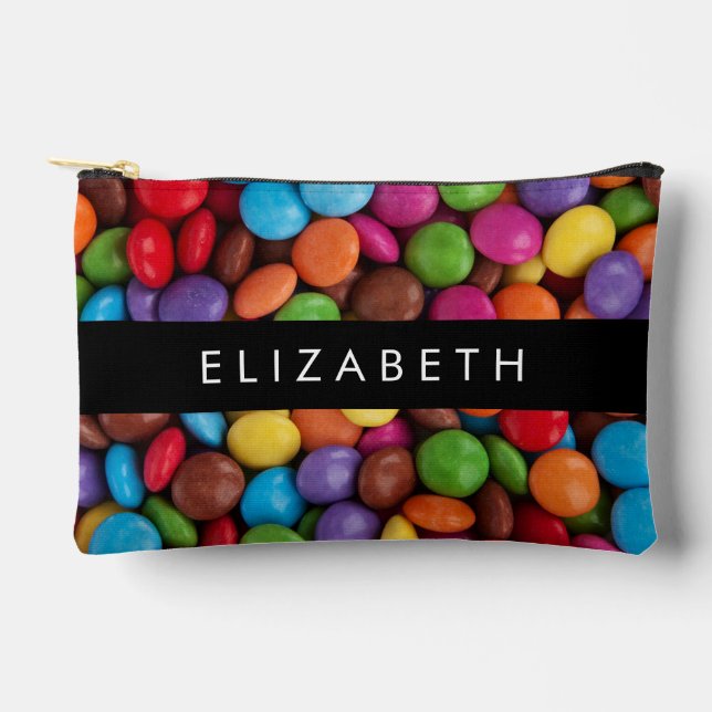 Colourful Candy, Candy Buttons, Sweets, Your Name Accessory Pouch (Front)