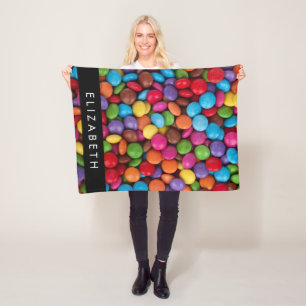 Colourful Candy, Candy Buttons, Sweets, Your Name Fleece Blanket