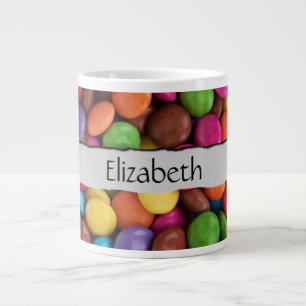Colourful Candy, Candy Buttons, Sweets, Your Name Large Coffee Mug