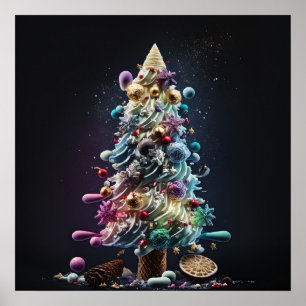 Colourful Candy Christmas Tree Poster