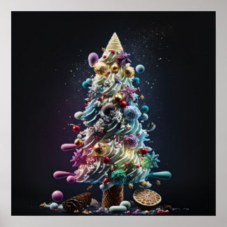 Colourful Candy Christmas Tree Poster