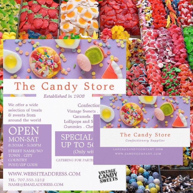 Colourful Candy, Confectionery Supplies Business Card (Creator Uploaded)