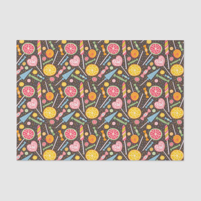 Colourful Candy Explosion Lollipop Blue Orange Red Tissue Paper (Front)