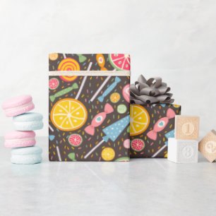 Colourful Candy Explosion Lollipop Blue Orange Red Wrapping Paper