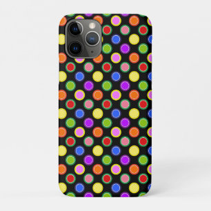 Colourful Candy Fruit Oversized Polka Dots on Blac iPhone 11 Pro Case