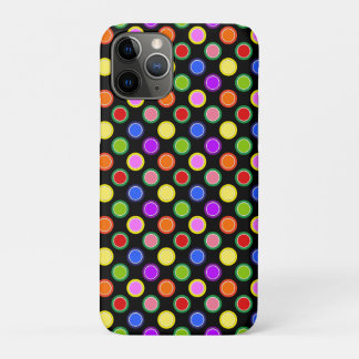 Colourful Candy Fruit Oversized Polka Dots on Blac iPhone 11 Pro Case