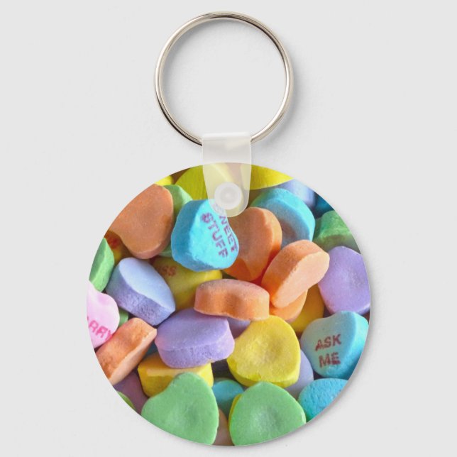 Colourful Candy Hearts Key Ring (Front)