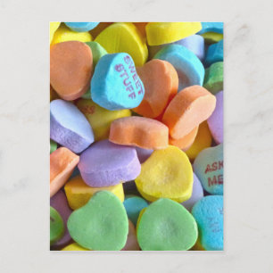Colourful Candy Hearts Postcard