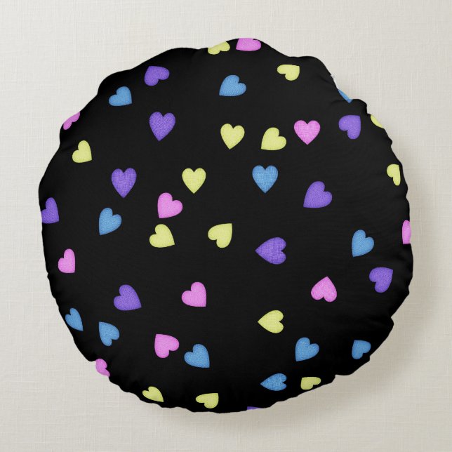 Colourful Candy Hearts  Round Cushion (Back)