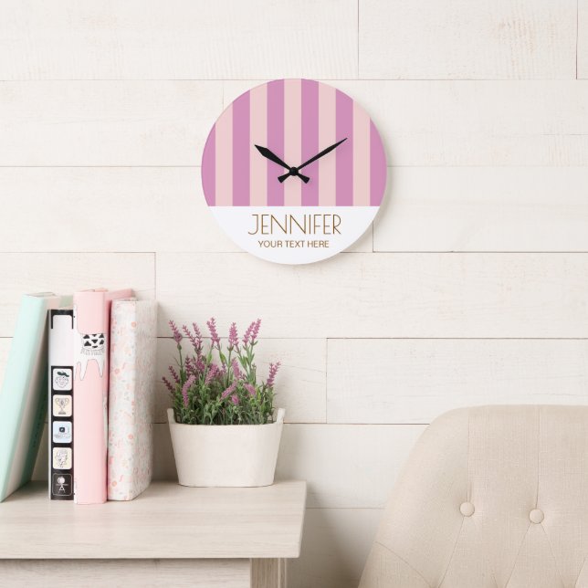 Colourful Candy Lavender Purle Colour Modern Strip Large Clock (Reading Room)