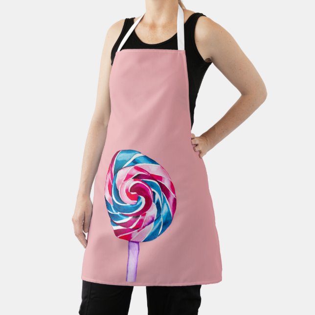 Colourful candy lollipop watercolor art apron (Insitu)