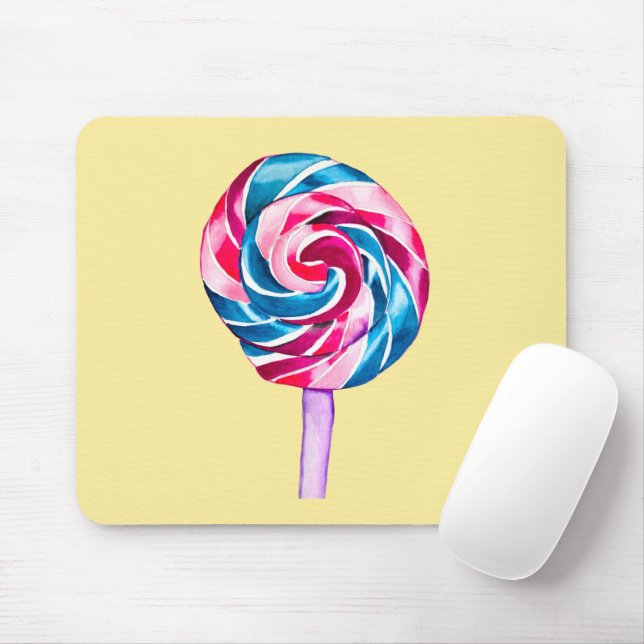 Colourful candy lollipop watercolor art mouse mat (With Mouse)