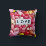 Colourful Candy Love Wedding Celebration Present Cushion<br><div class="desc">Embrace the sweetness of your big day with this candy heart aesthetic. For those who love modern wedding vibes and romantic sweets, this design offers a vibrant way to commemorate your special union and shared joy. This colourful design is an awesome surprise for the happy couple. It makes a beautiful...</div>