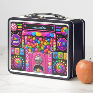 Colourful Candy Machine Sweet Dispenser Design Metal Lunch Box