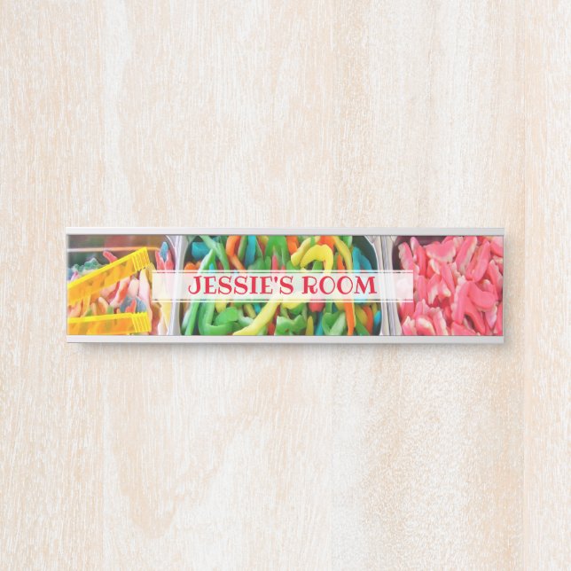 Colourful Candy Personalized Kid's Room Door Sign (Front)