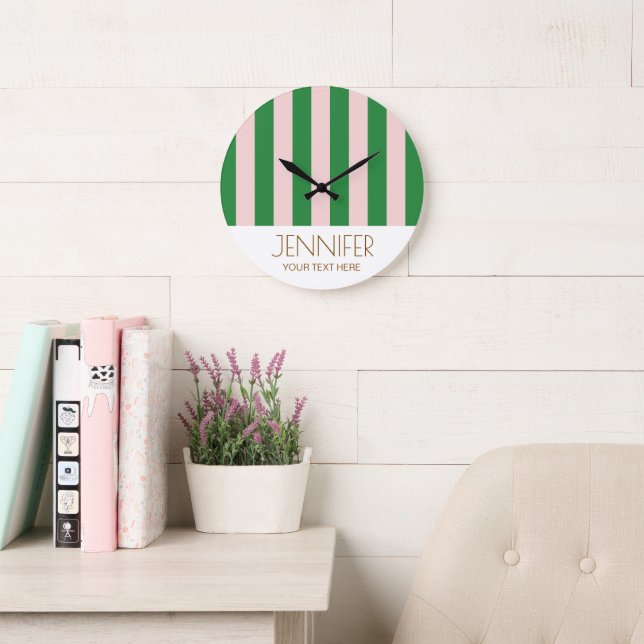 Colourful Candy Rainbow Colour Block Modern Stripe Large Clock (Reading Room)