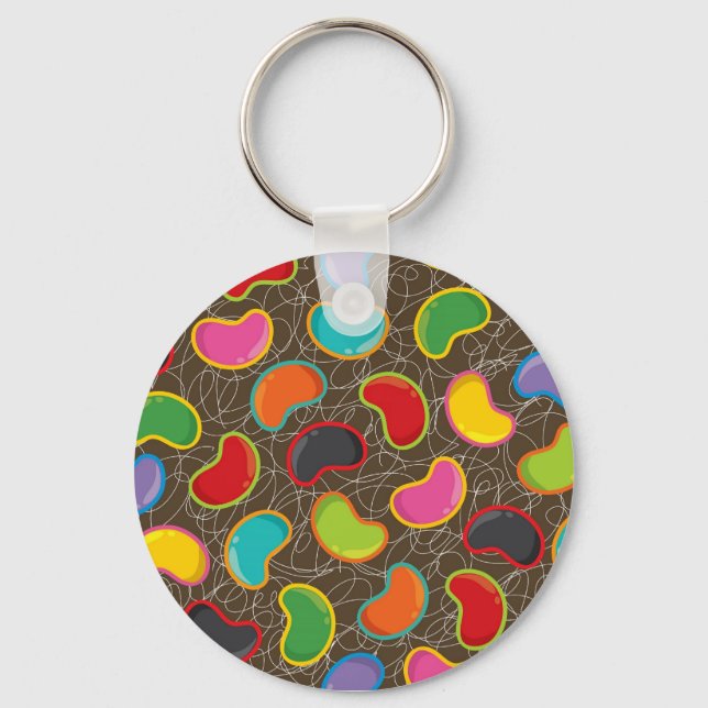 Colourful Candy Retro Jellybean Pop Keychain (Front)
