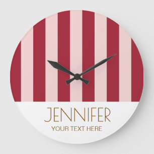 Colourful Candy Retro Red Colour Modern Stripes Large Clock