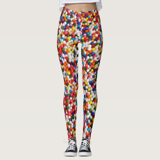 Colourful Candy Sprinkle Balls Leggings (Front)
