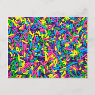 Colourful candy sprinkles print postcard