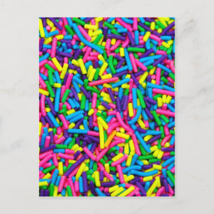 Colourful candy sprinkles print postcard