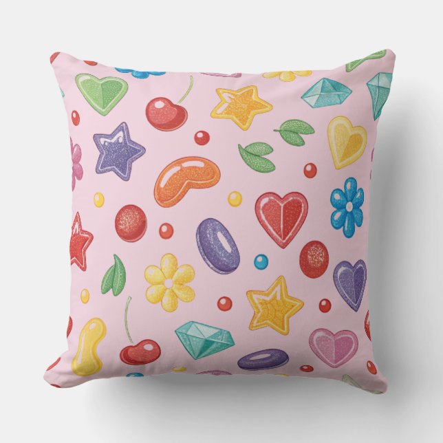 “Colourful Candy Star Throw Pillow (Front)