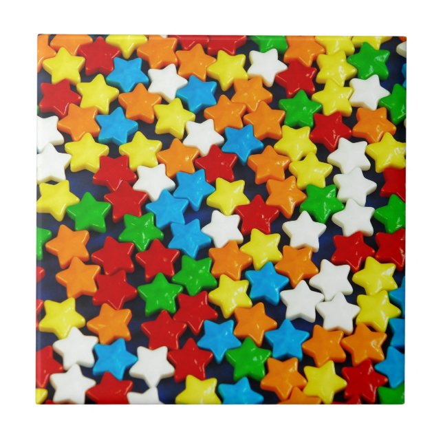 Colourful candy stars pattern tile (Front)