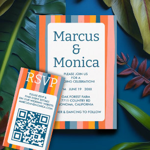 Colourful Candy Stripes Cheerful Bold Wedding  Invitation