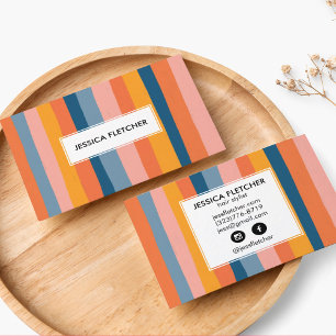 Colourful Candy Stripes Minimalist Cool Chic Uniqu Business Card