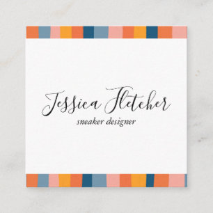 Colourful Candy Stripes Minimalist Cool Square Business Card
