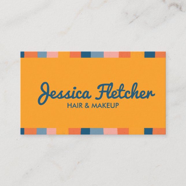 Colourful Candy Stripes Minimalist Orange Business Card (Front)