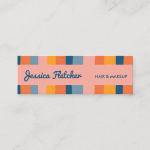 Colourful Candy Stripes Minimalist Pink Mini Business Card