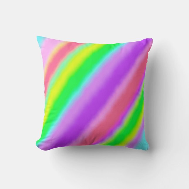 Colourful Candy Stripes Ombre Shadow Cushion (Front)