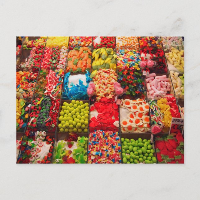 Colourful candy sweet shop postcard (Front)
