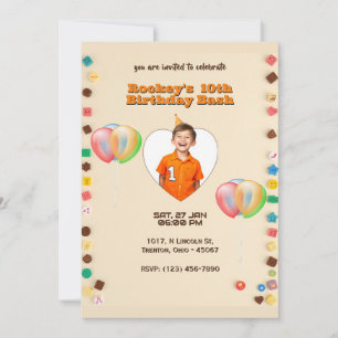 Colourful Candy-Themed Pearl Background Birthday  Invitation