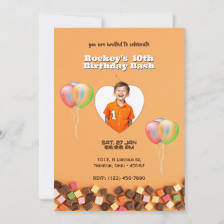 Colourful Candy-Themed Personalised Birthday  Invitation