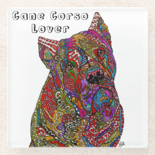 Colourful Cane Corso Lover Glass Coaster