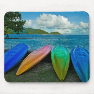 Colourful Canoes On The Beach In Pago Pago Mouse Mat
