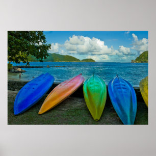 Colourful Canoes On The Beach In Pago Pago Poster