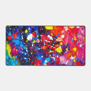 Colourful Canvas Paint Splatter Desk Mat