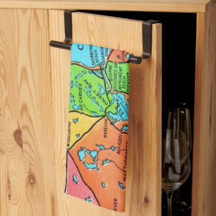 Colourful Cape Cod Map Kitchen Towel