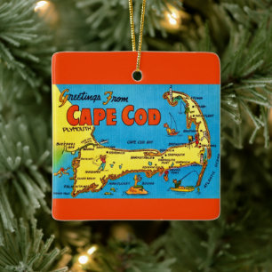 Colourful Cape cod Map Ornament