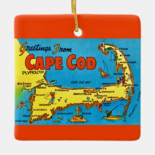 Colourful Cape cod Map Ornament