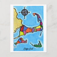 Colourful Cape Cod Map