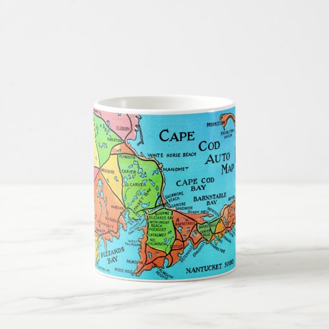 Colourful Cape Cod Postcard Map Mug (Center)
